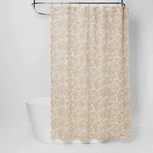 THRESHOLD SHOWER CURTAIN - YELLOW FROLIC AZTEC PRINT 72X72 INCHES - NEW